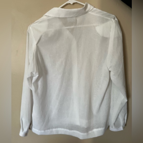 Vintage 1980s Eastern European White Shoulder-Padded Blouse - Picture 2 of 4